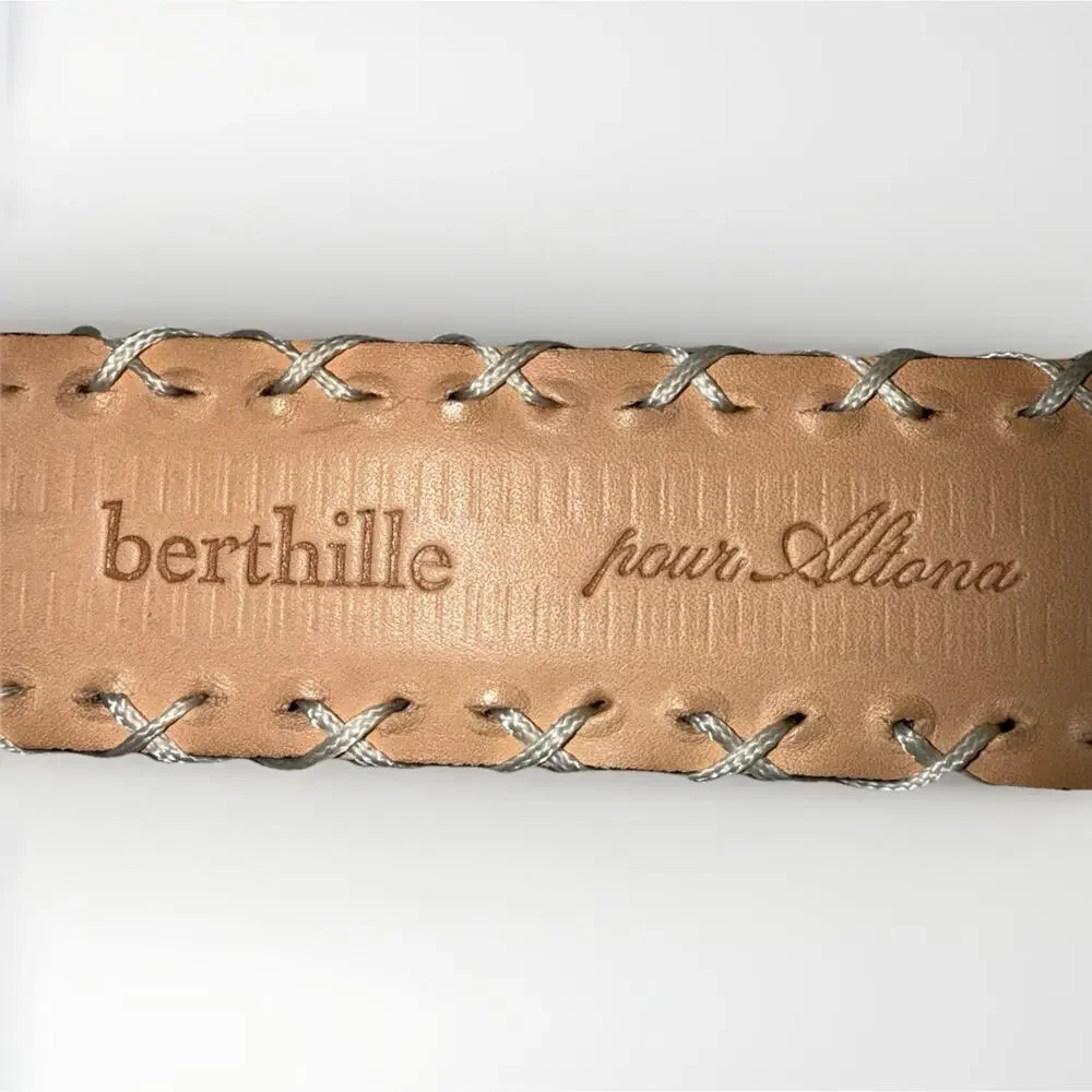 Berthille Cross Stitch Black Patent Leather Belt Luxury Hand Made In France 90
